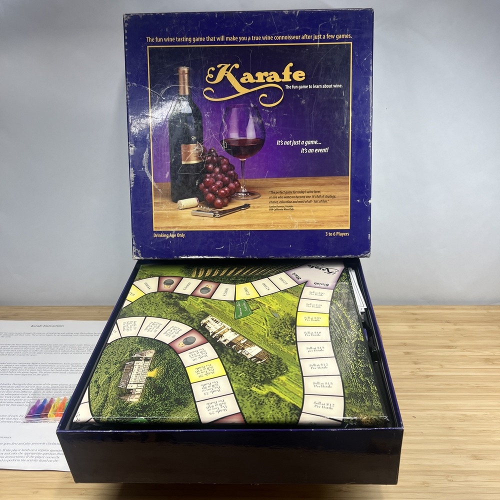 Karafe Wine Tasting Board Game 1980s Complete Unused Adult Party Trivia